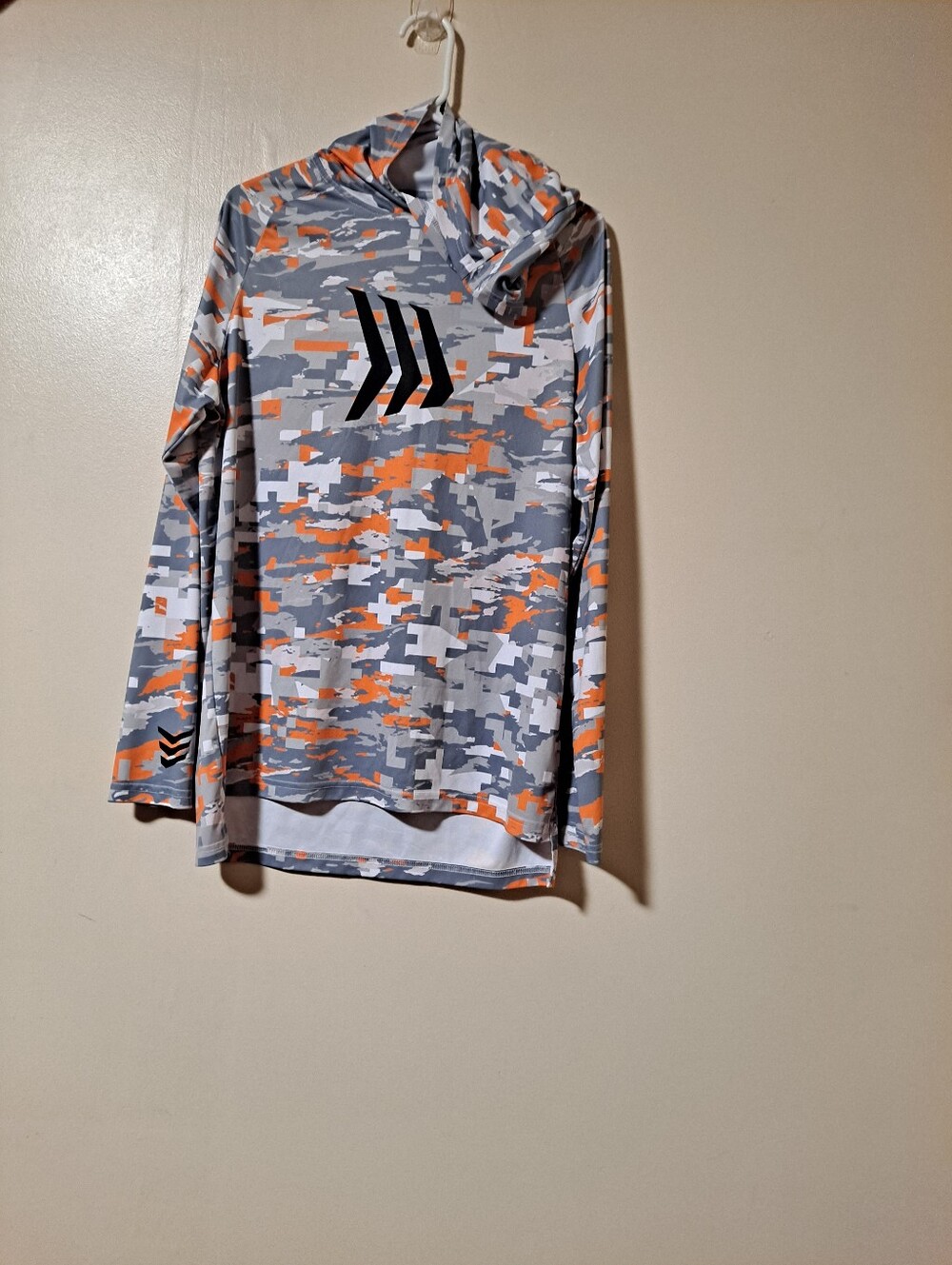 Digital Camo Hoodie Shirt in Gray & Orange